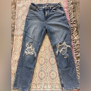 American Eagle Outfitters Ripped Blue Straight Leg Jeans